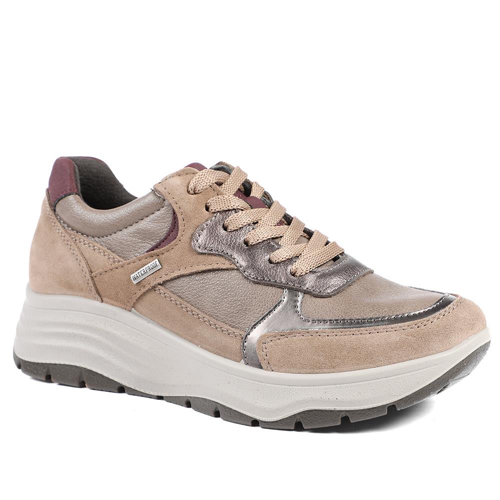 Adelia Wide Fit Leather Lace Up Trainers - ADELIA / 328 602