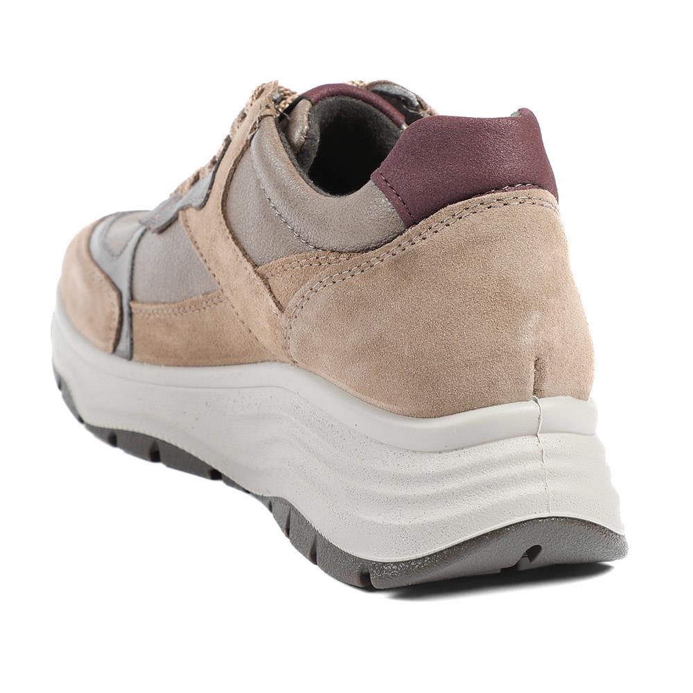 Adelia Wide Fit Leather Lace Up Trainers - ADELIA / 328 602 - Beige Multi - Image 3