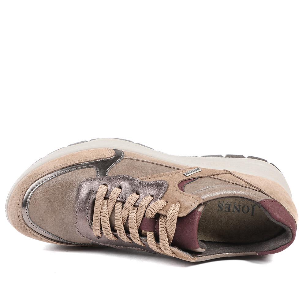 Adelia Wide Fit Leather Lace Up Trainers - ADELIA / 328 602 - Beige Multi - Image 4