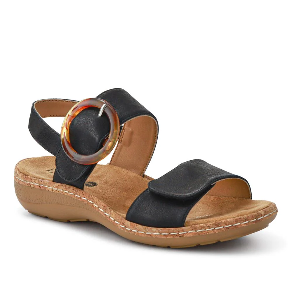 Adjustable Buckle Detail Comfort Sandals - WBINS39084 / 325 249 - Black