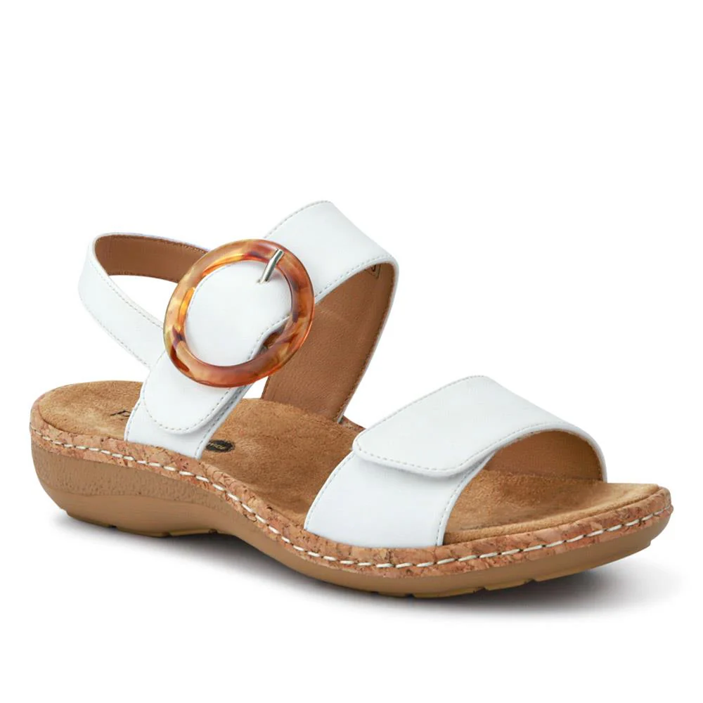 Adjustable Buckle Detail Comfort Sandals - WBINS39084 / 325 249 - White