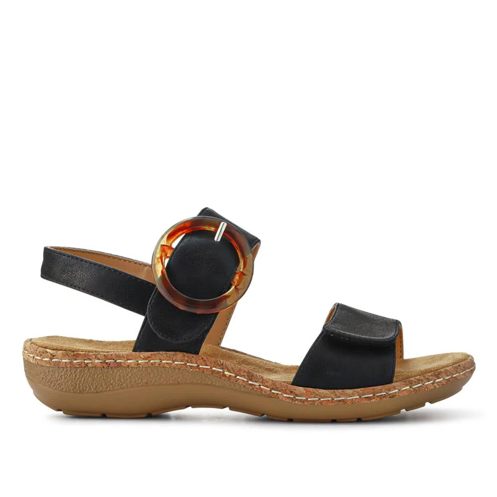 Adjustable Buckle Detail Comfort Sandals - WBINS39084 / 325 249 - Black - Image 3