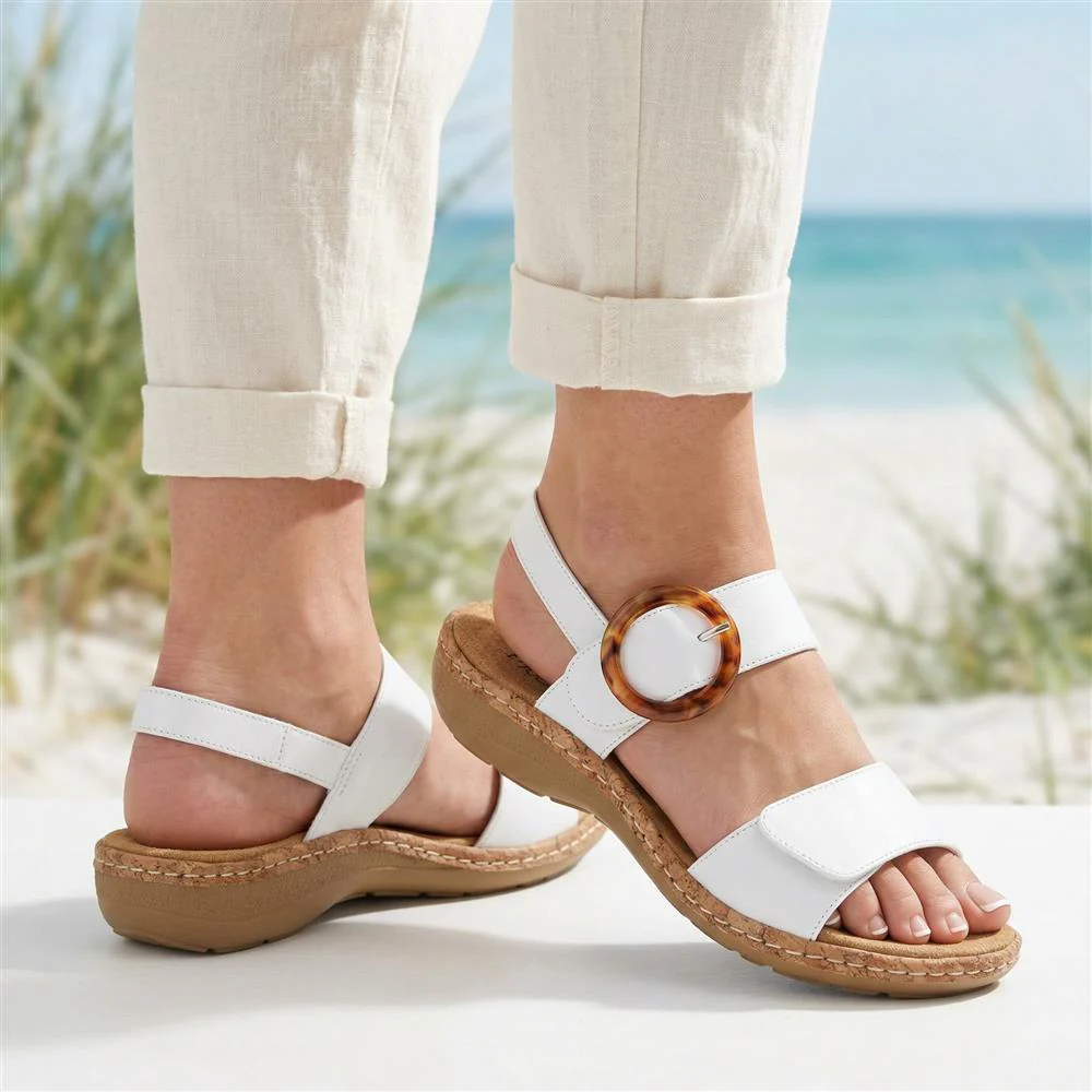 Adjustable Buckle Detail Comfort Sandals - WBINS39084 / 325 249 - White - Image 2