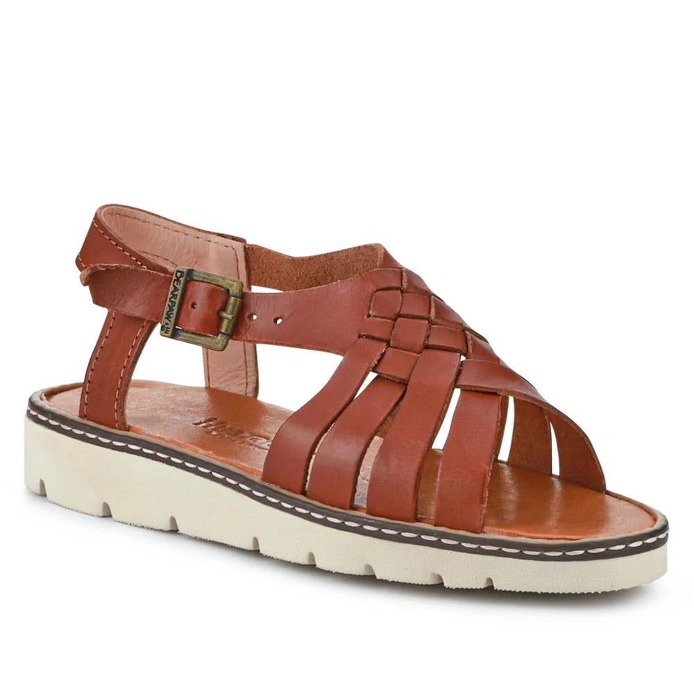 Adjustable-Buckled Leather Sandals - EDNB40092 / 326 912 - Brown
