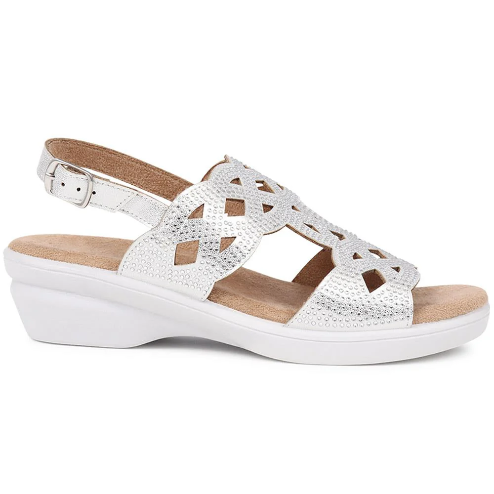 Adjustable Heeled Sandals  - POLY39005 / 325 478 - Silver - Image 2