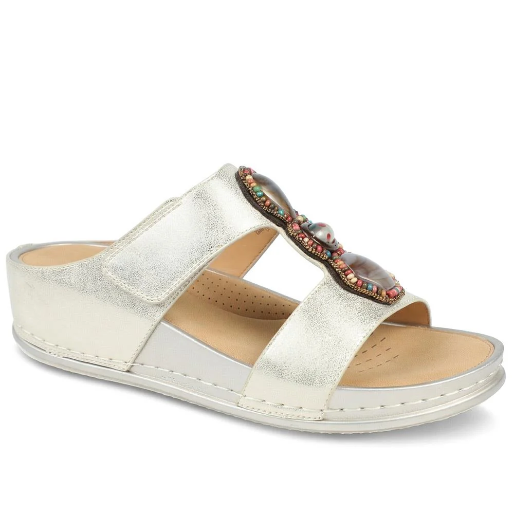 Adjustable Jewelled Strappy Sandals - BAIZH43014 / 329 167 - Gold