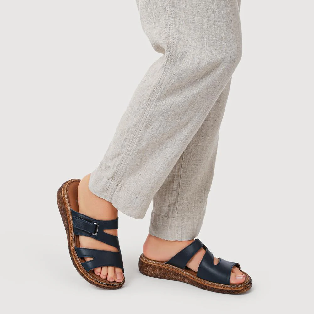 Adjustable Leather Mules - BOAY41012 / 327 606 - Navy - Image 5