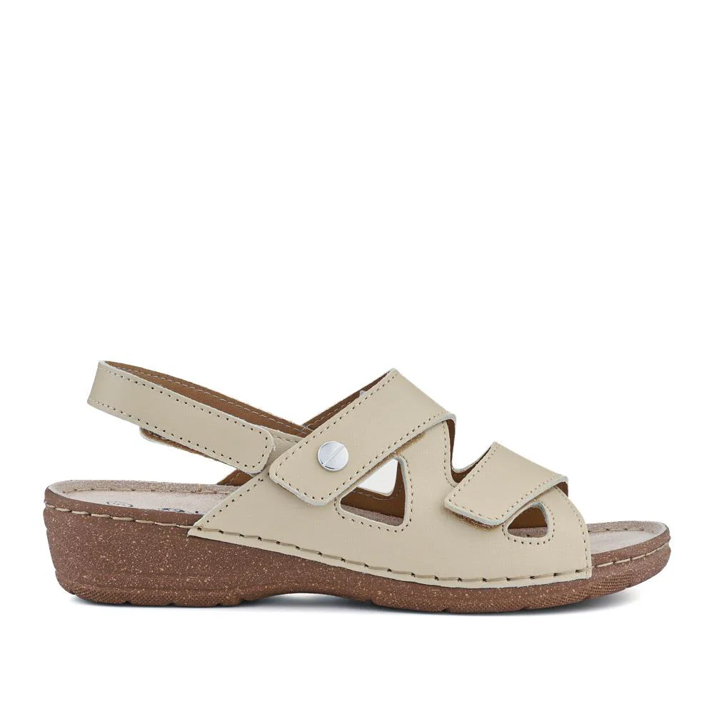 Adjustable Leather Slingback Sandals - PATRI41004 / 327 613 - Beige - Image 2