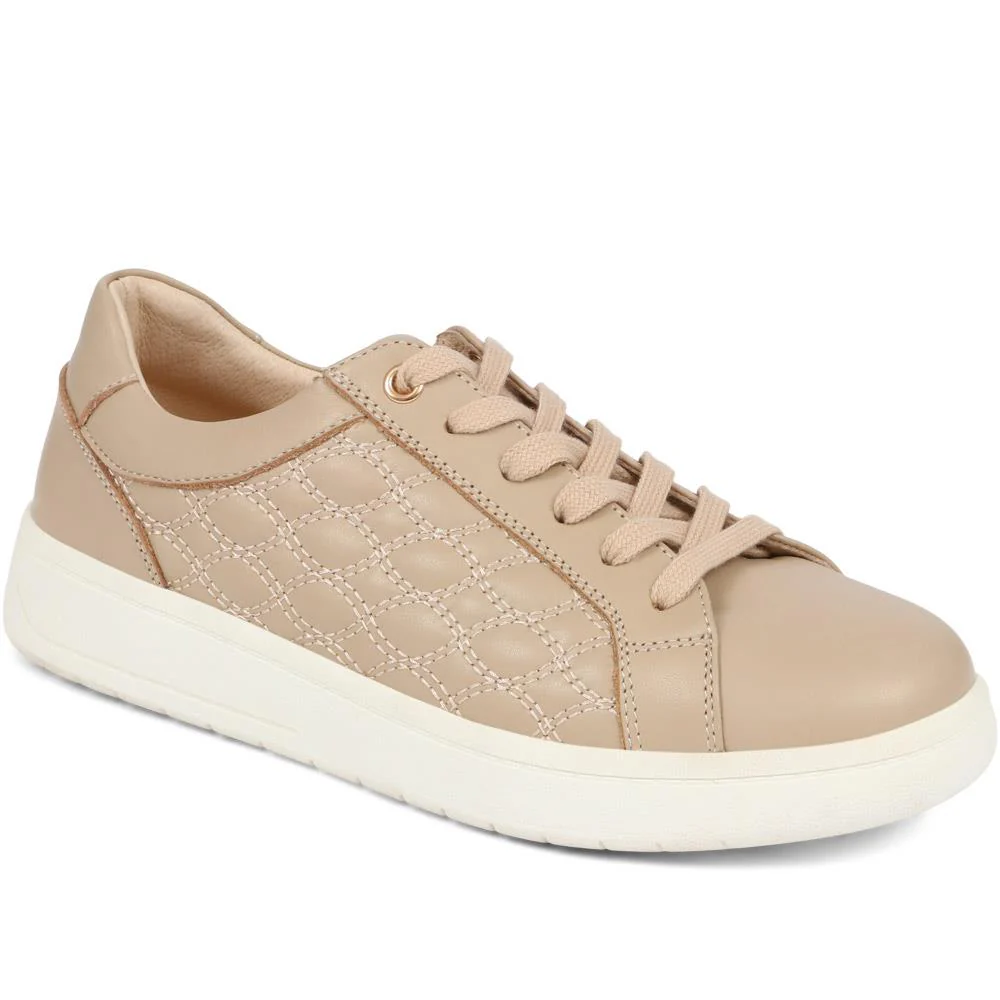 Allana Leather Lace-Up Trainers - ALLANA / 325 133 - Beige