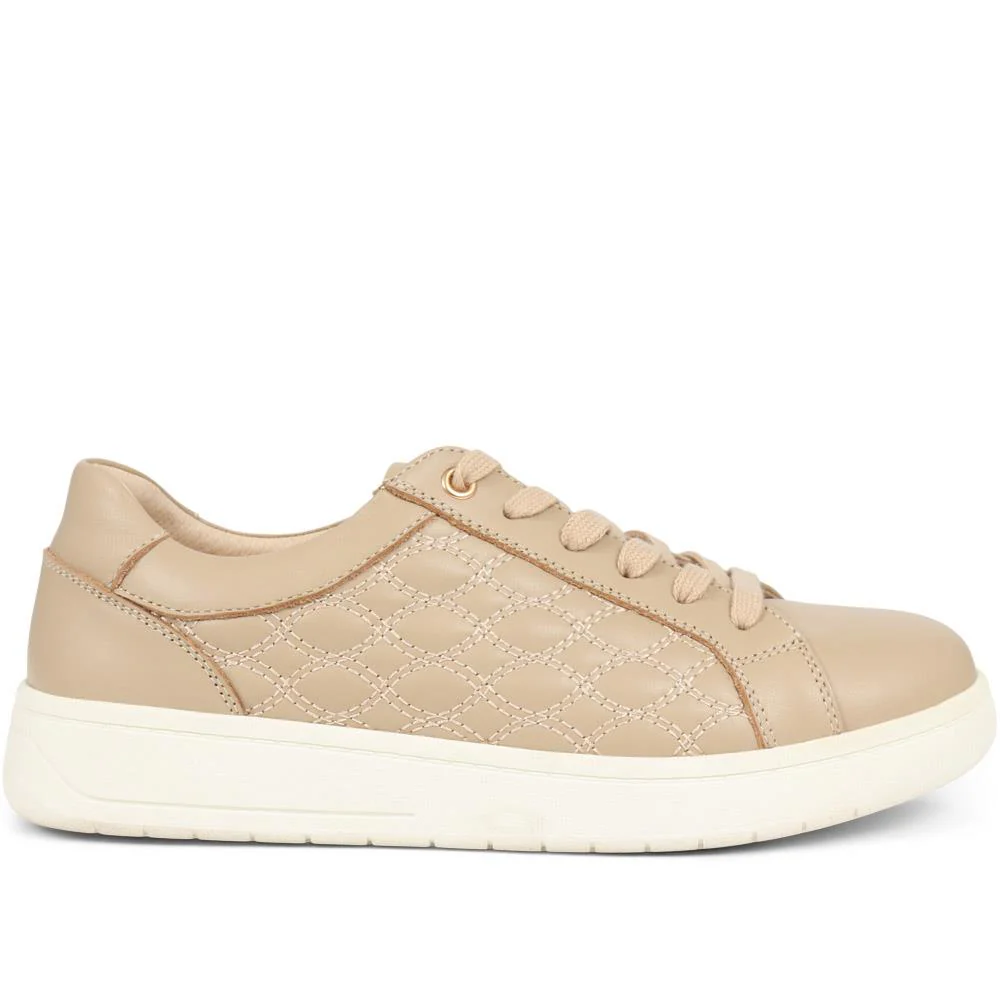 Allana Leather Lace-Up Trainers - ALLANA / 325 133 - Beige - Image 2