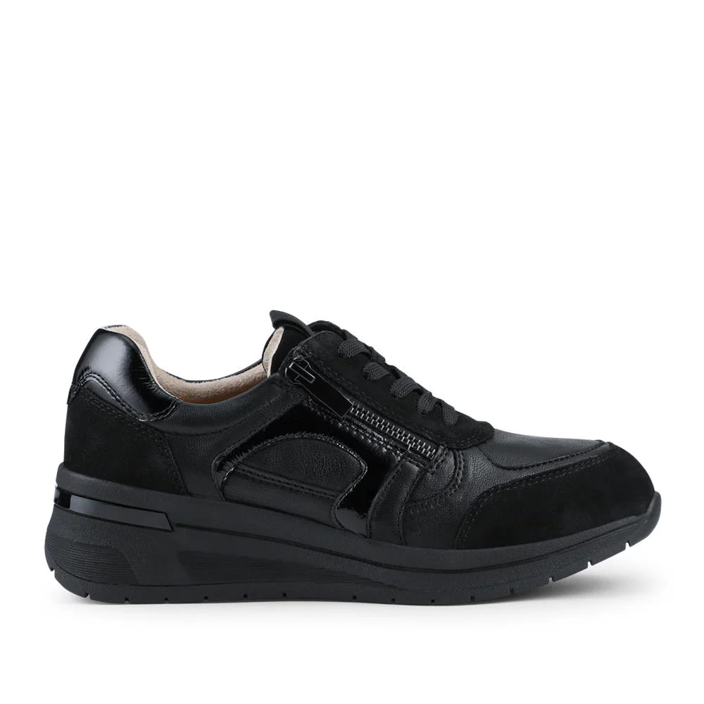 Alvira Wide Fit Leather Trainers - ALVIRA / 328 052 - Black - Image 2
