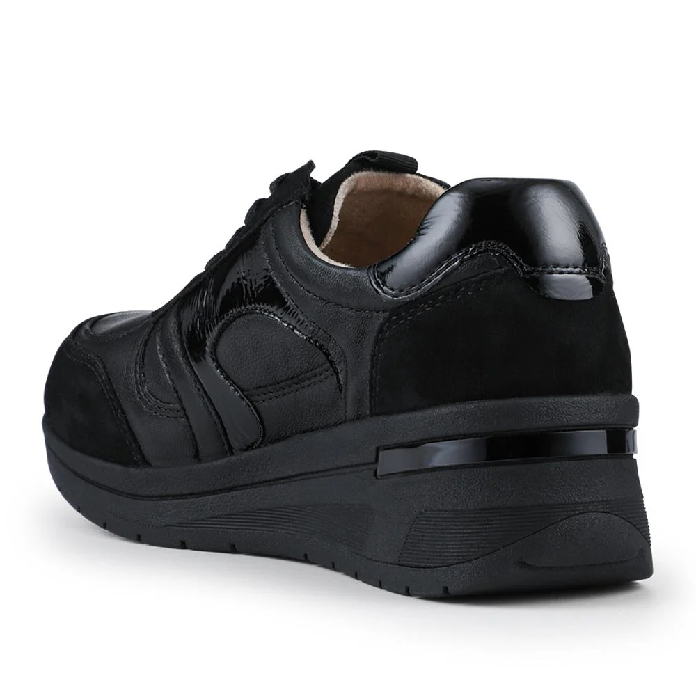 Alvira Wide Fit Leather Trainers - ALVIRA / 328 052 - Black - Image 3