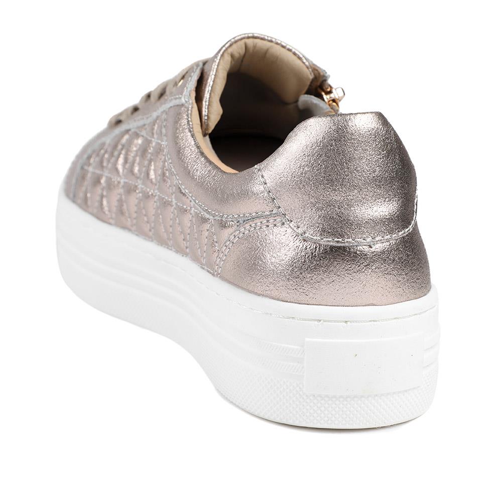 Arianna Quilted Leather Zip & Lace Trainers - ARRIANA / 329 009 - Champagne - Image 3