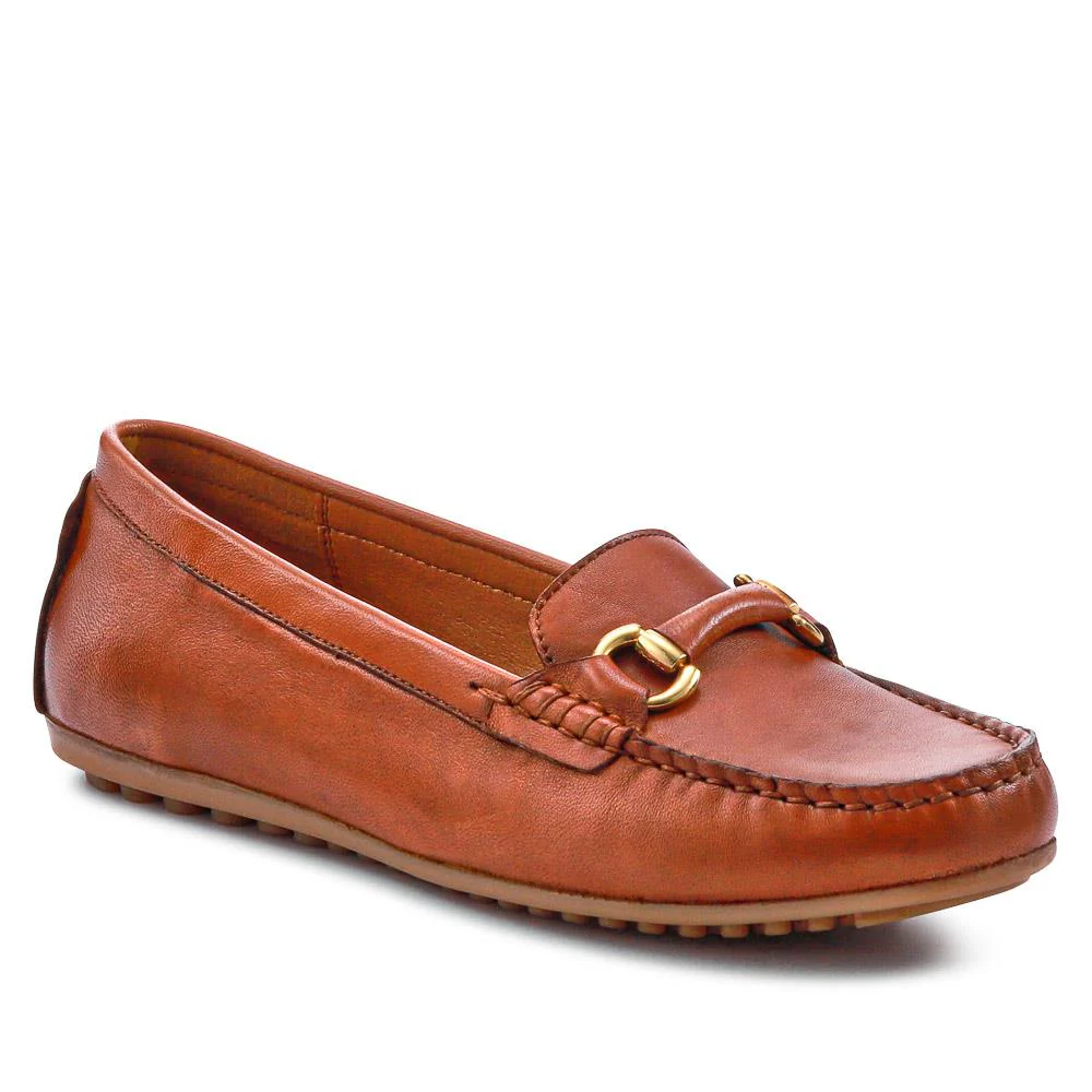Athikia Leather Slip-On Shoes - ATHIKIA / 327 109 - Tan