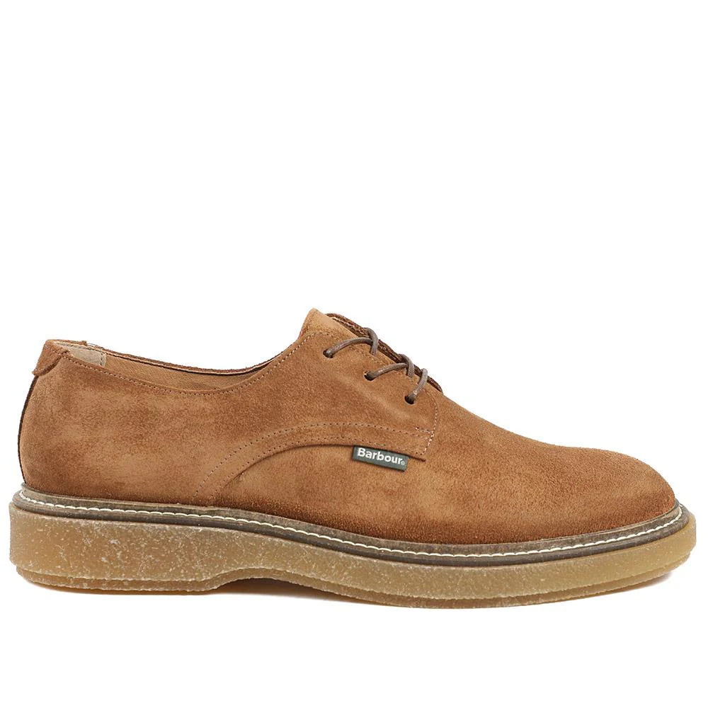 Barbour Harefield Leather Derby Shoes - BARBR42501 / 328 010 - Tan Suede - Image 2