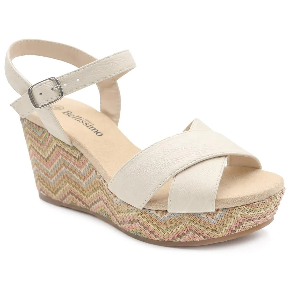 Bellissimo Buckle Fasten Wedge Espadrilles - BELWBINS43044 / 329 119 - Off White