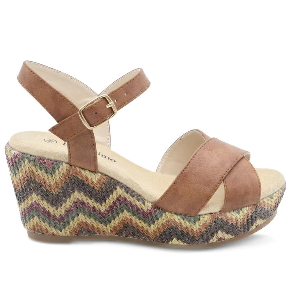 Bellissimo Buckle Fasten Wedge Espadrilles - BELWBINS43044 / 329 119 - Tan - Image 2