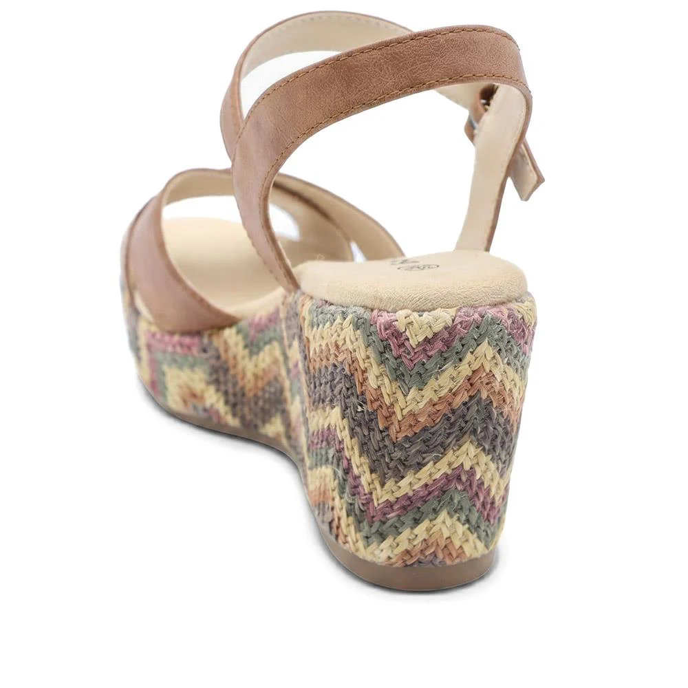 Bellissimo Buckle Fasten Wedge Espadrilles - BELWBINS43044 / 329 119 - Tan - Image 3