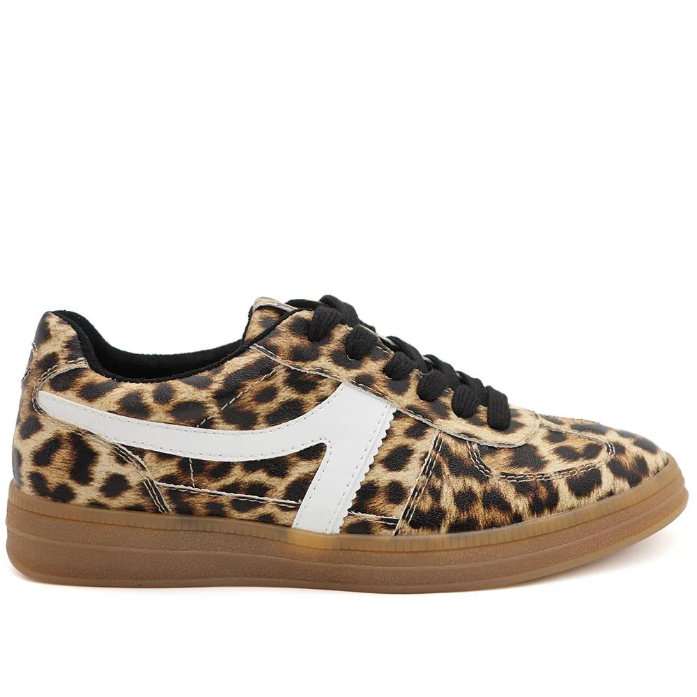 Bellissimo Lace Up Gum Sole Trainers - BELWBIN44051 / 329 622 - Leopard - Image 3