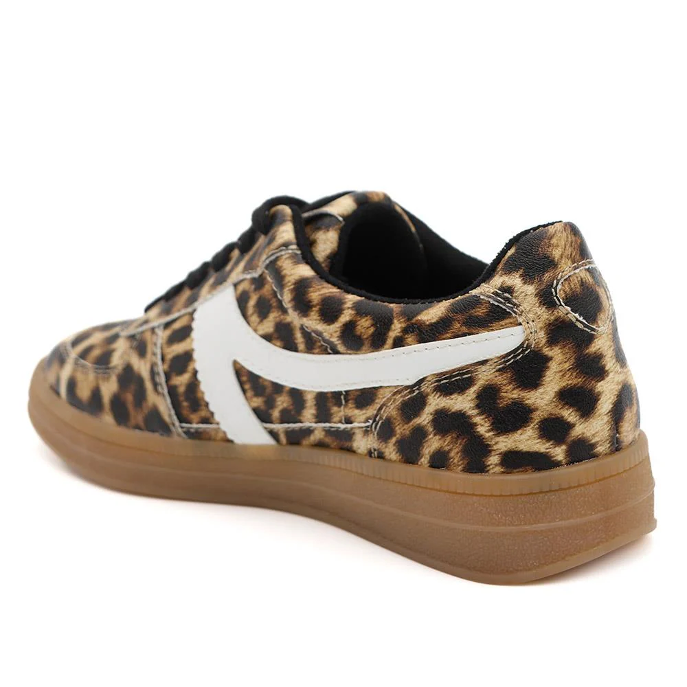 Bellissimo Lace Up Gum Sole Trainers - BELWBIN44051 / 329 622 - Leopard - Image 4