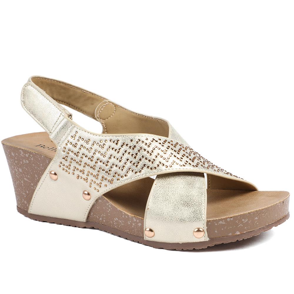 Bellissimo Wide Fit Slingback Sandals - BELBAIZH43027 / 329 115 - Soft Gold