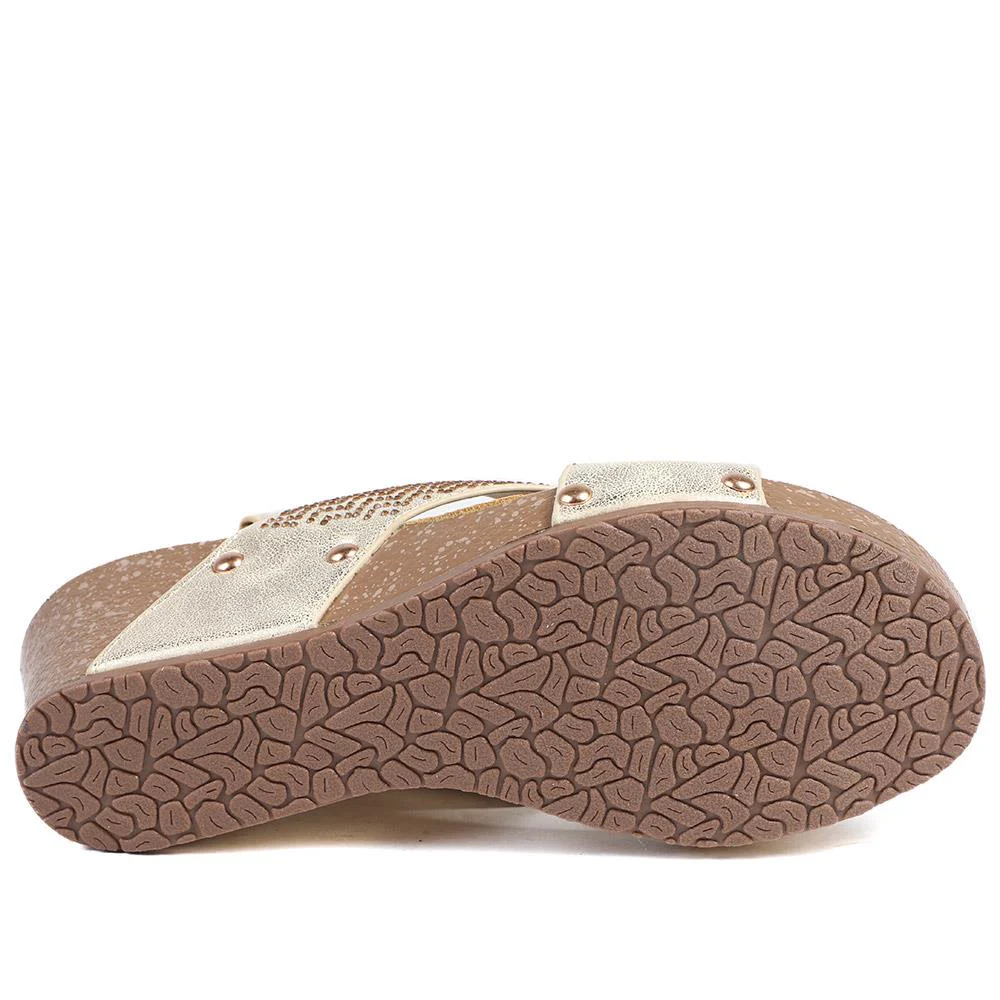 Bellissimo Wide Fit Slingback Sandals - BELBAIZH43027 / 329 115 - Soft Gold - Image 6