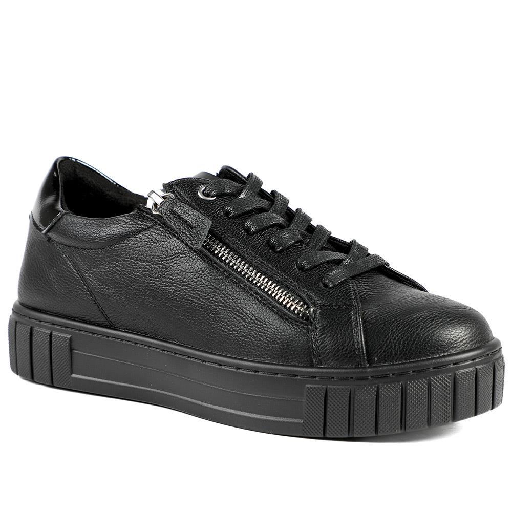Bellissimo Wide Fit Zip & Lace Trainers - BELWBINS43024 / 328 919 - Black