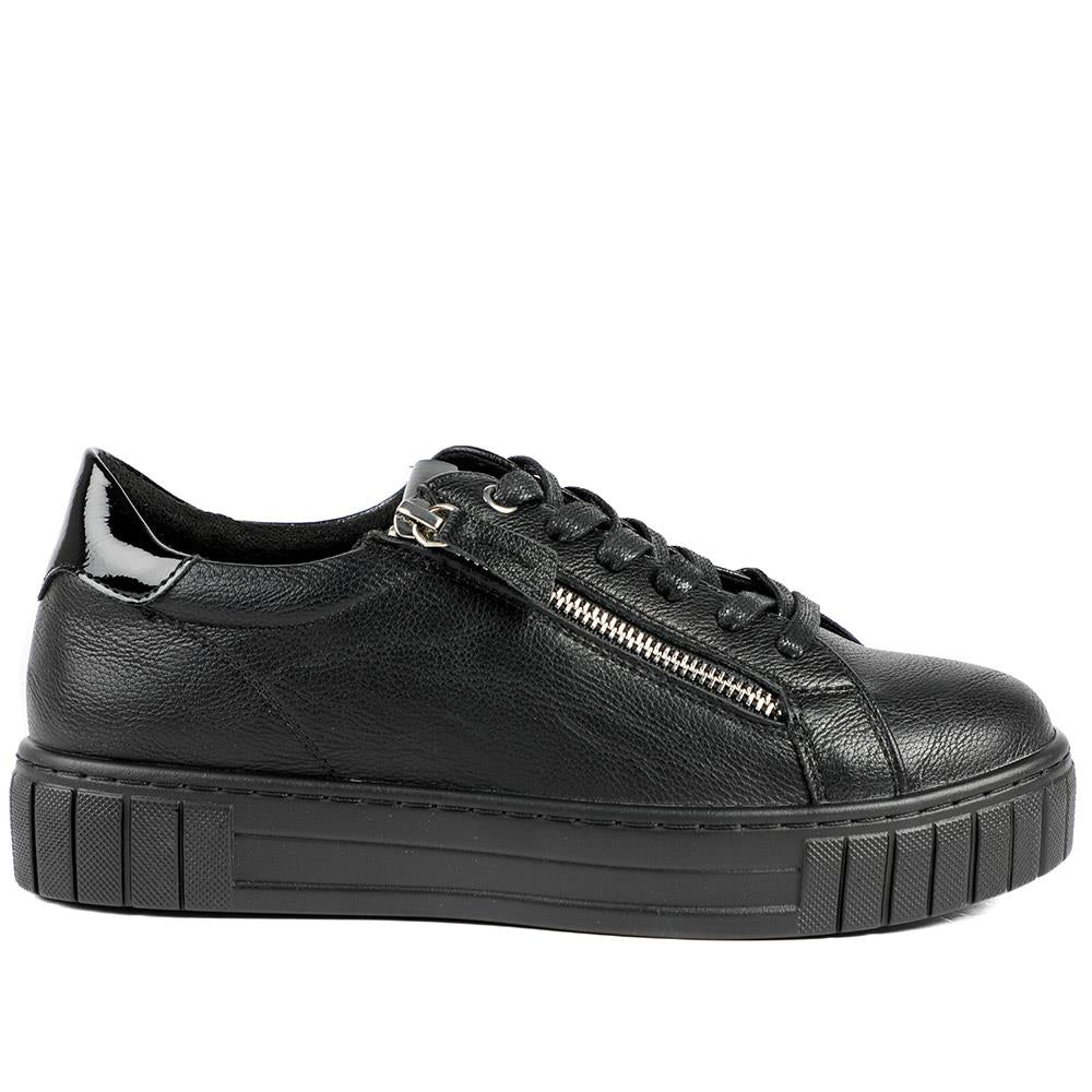 Bellissimo Wide Fit Zip & Lace Trainers - BELWBINS43024 / 328 919 - Black - Image 3