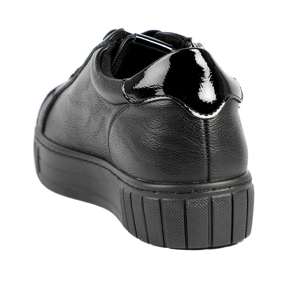 Bellissimo Wide Fit Zip & Lace Trainers - BELWBINS43024 / 328 919 - Black - Image 4