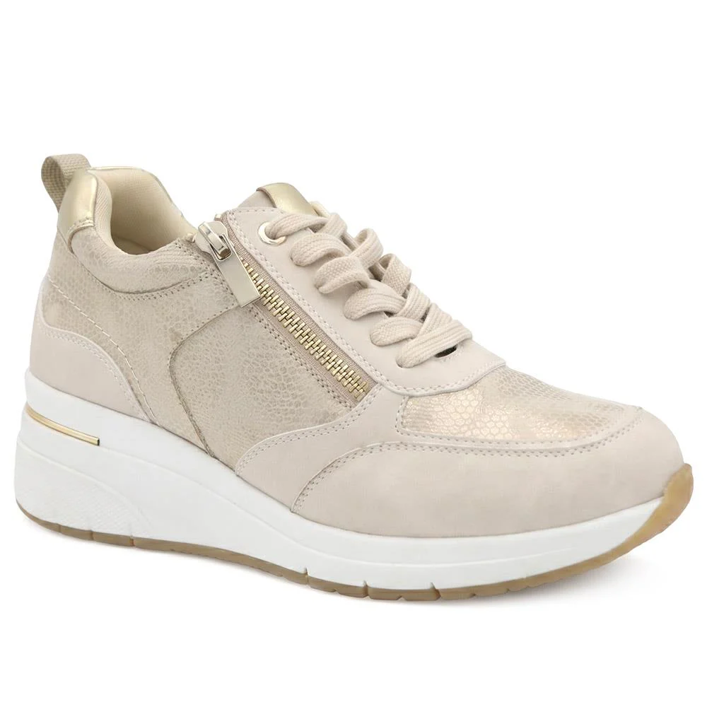 Bellissimo Wide Fit Zip & Lace Trainers - BELWOIL41061 / 329 530
