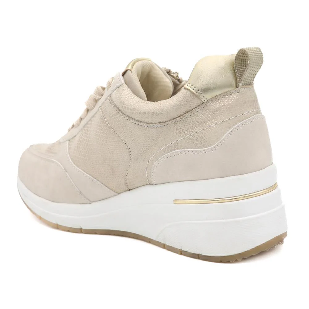 Bellissimo Wide Fit Zip & Lace Trainers - BELWOIL41061 / 329 530 - Gold - Image 3