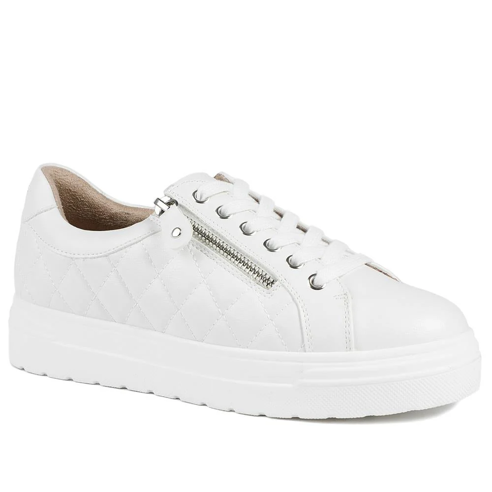 Bellissimo Wide Fit Zipped Trainers - BELWBINS43019 / 328 918 - White