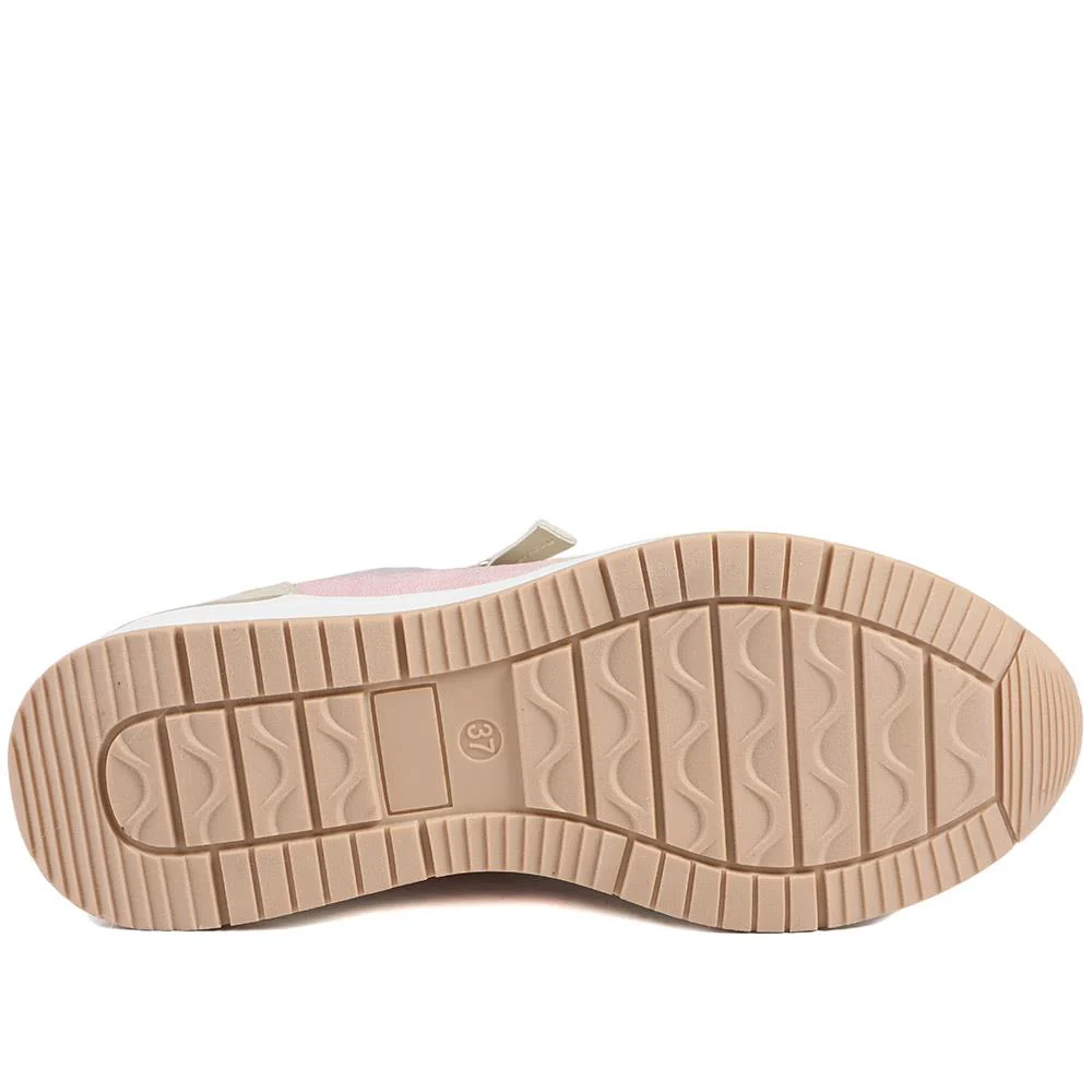 Bellissimo Zip & Lace Wedged Trainers - BELWBINS43032 / 328 934 - Beige Multi - Image 6