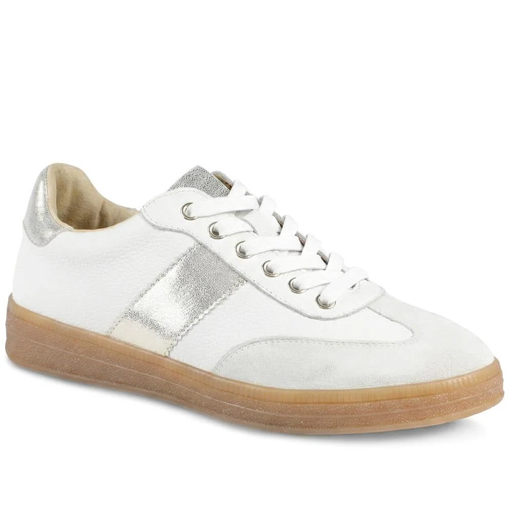 Belloza Leather Lace Up Trainers - BELLOZA / 329 272 - White-Gold