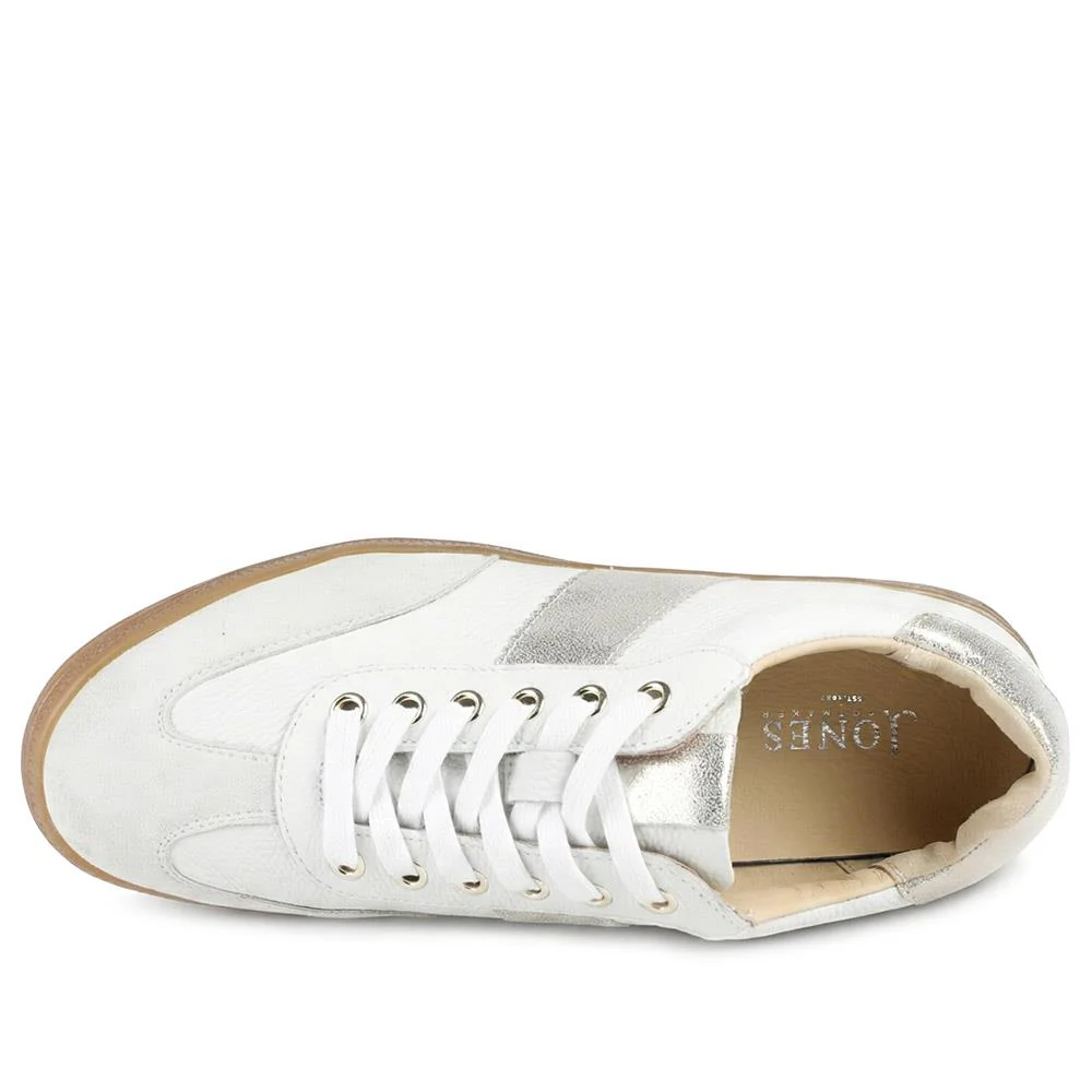 Belloza Leather Lace Up Trainers - BELLOZA / 329 272 - White-Gold - Image 4