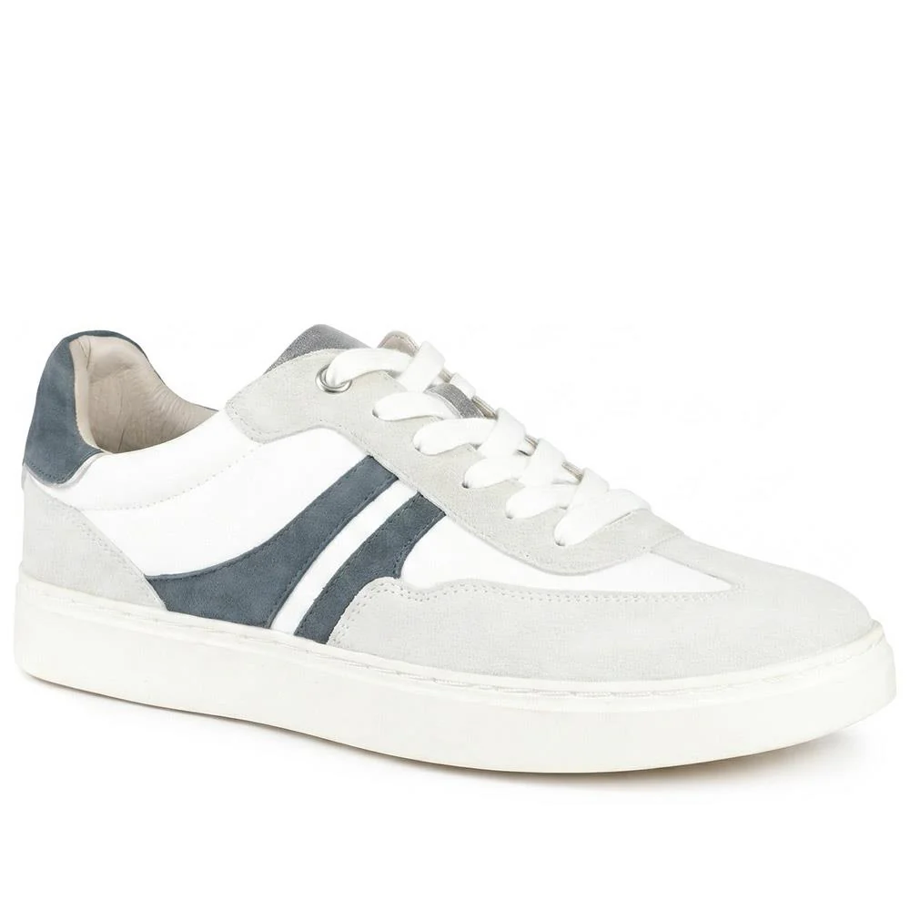 Blanca Leather Lace Up Gum Sole Trainers - BLANCA / 329 088 - White-Blue