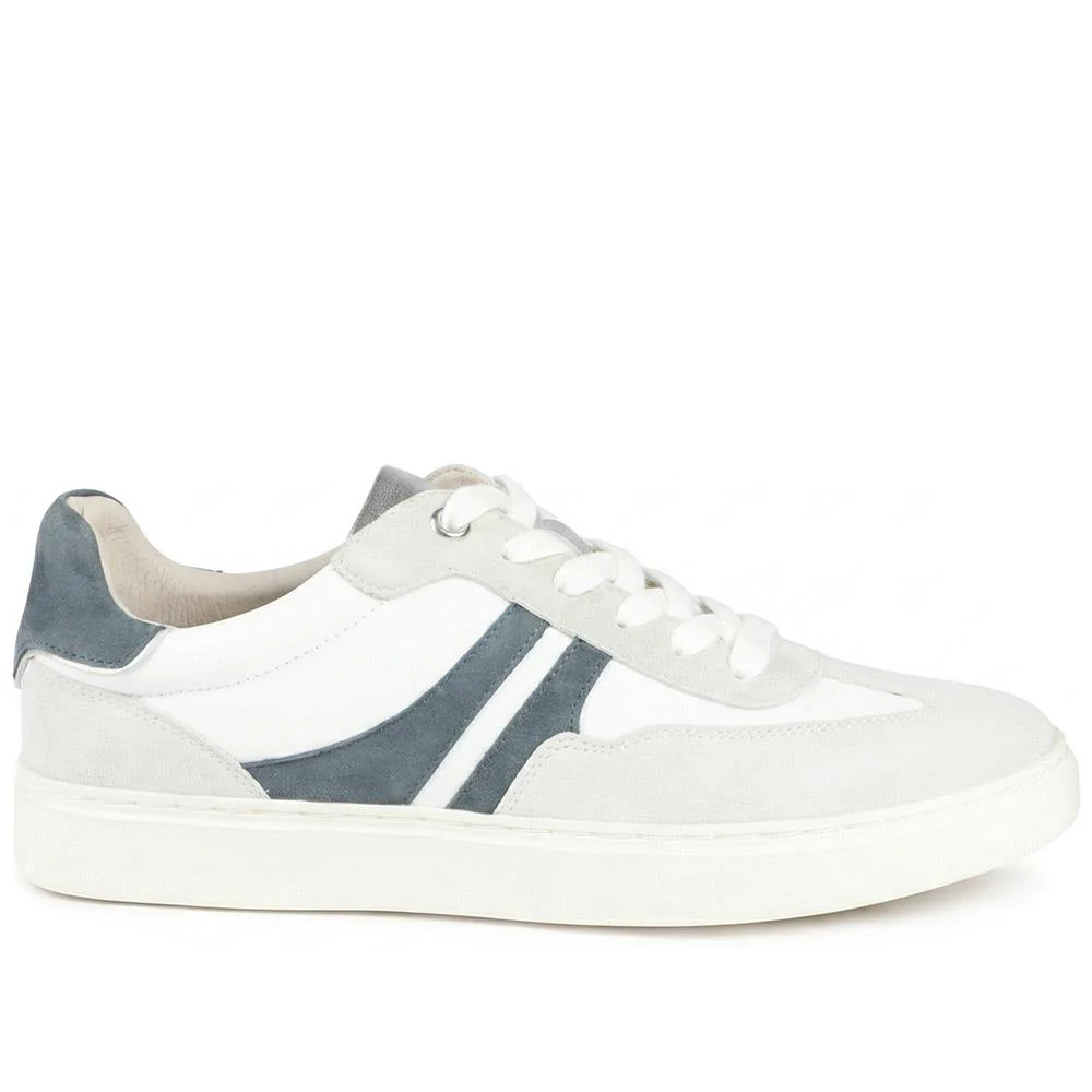 Blanca Leather Lace Up Gum Sole Trainers - BLANCA / 329 088 - White-Blue - Image 2