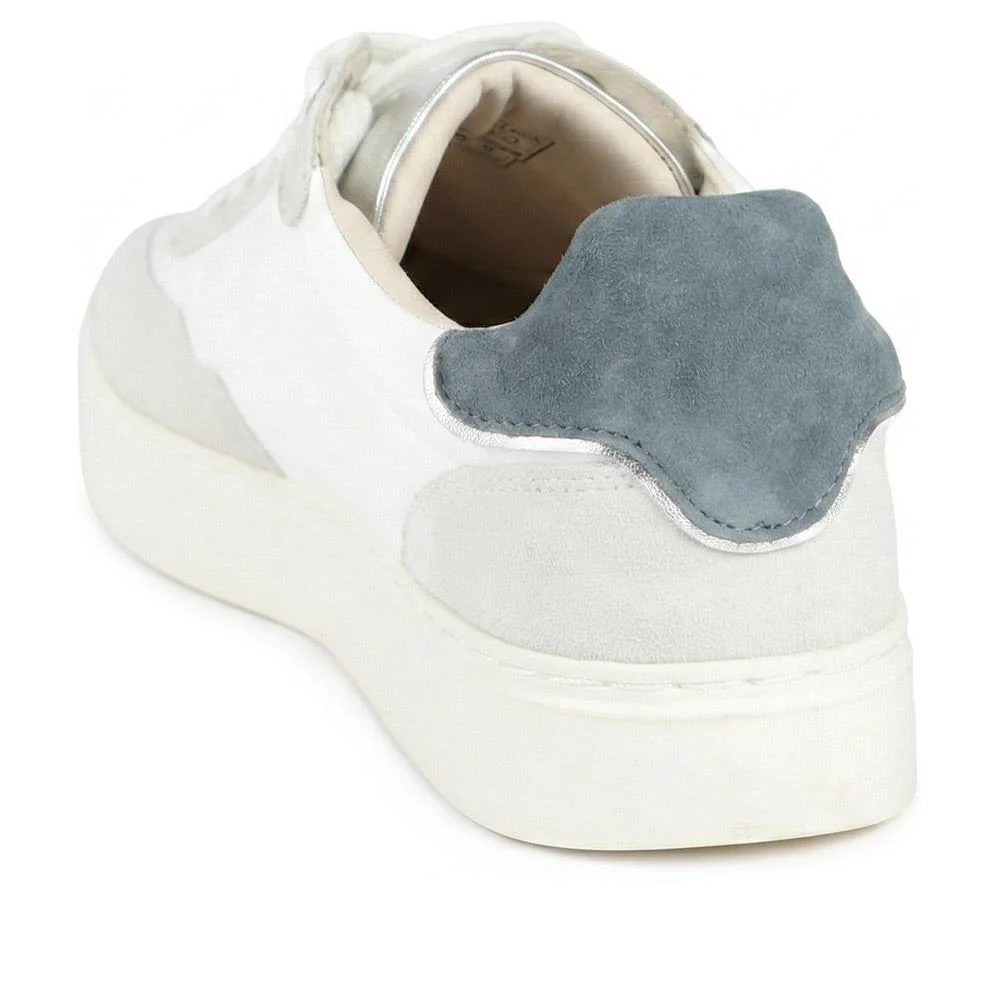 Blanca Leather Lace Up Gum Sole Trainers - BLANCA / 329 088 - White-Blue - Image 3