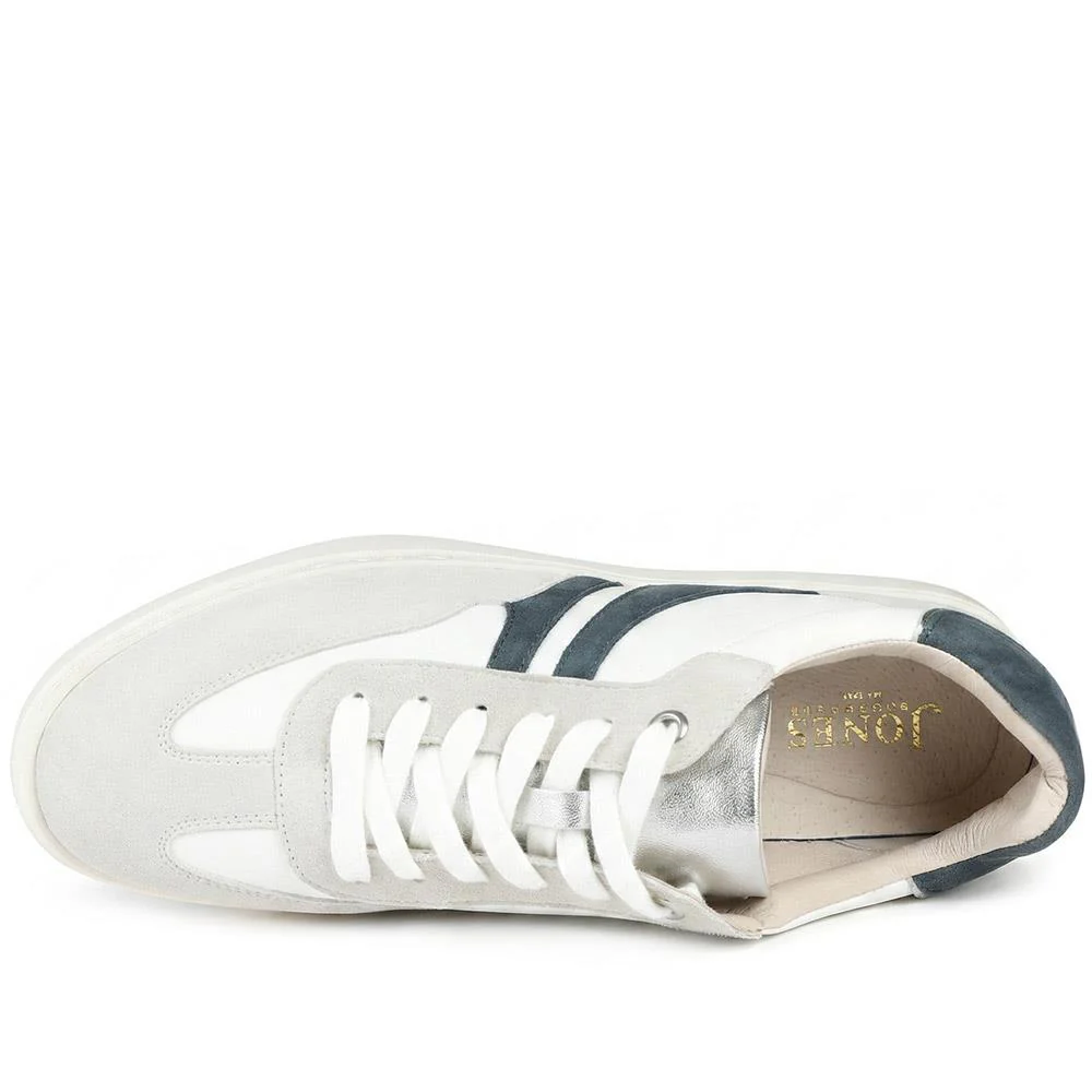 Blanca Leather Lace Up Gum Sole Trainers - BLANCA / 329 088 - White-Blue - Image 4