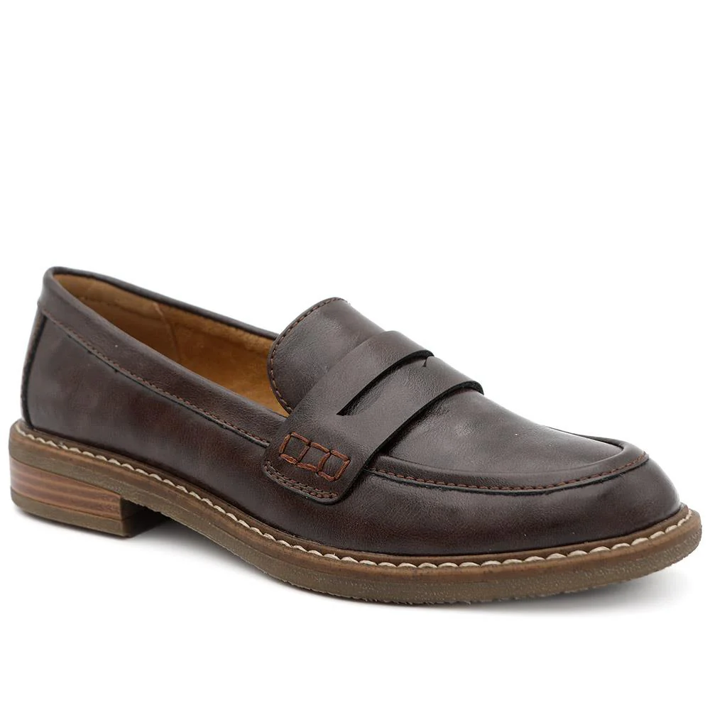 Block Heel Slip On Penny Loafers - WBINS44029 / 329 613