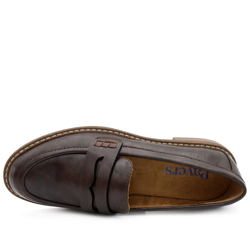 Block Heel Slip On Penny Loafers - WBINS44029 / 329 613 - Chocolate - Image 5