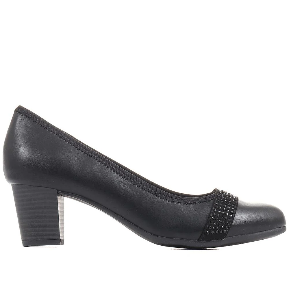 Block Heeled Court Shoes - JANSP36107 / 322 571 - Black - Image 2