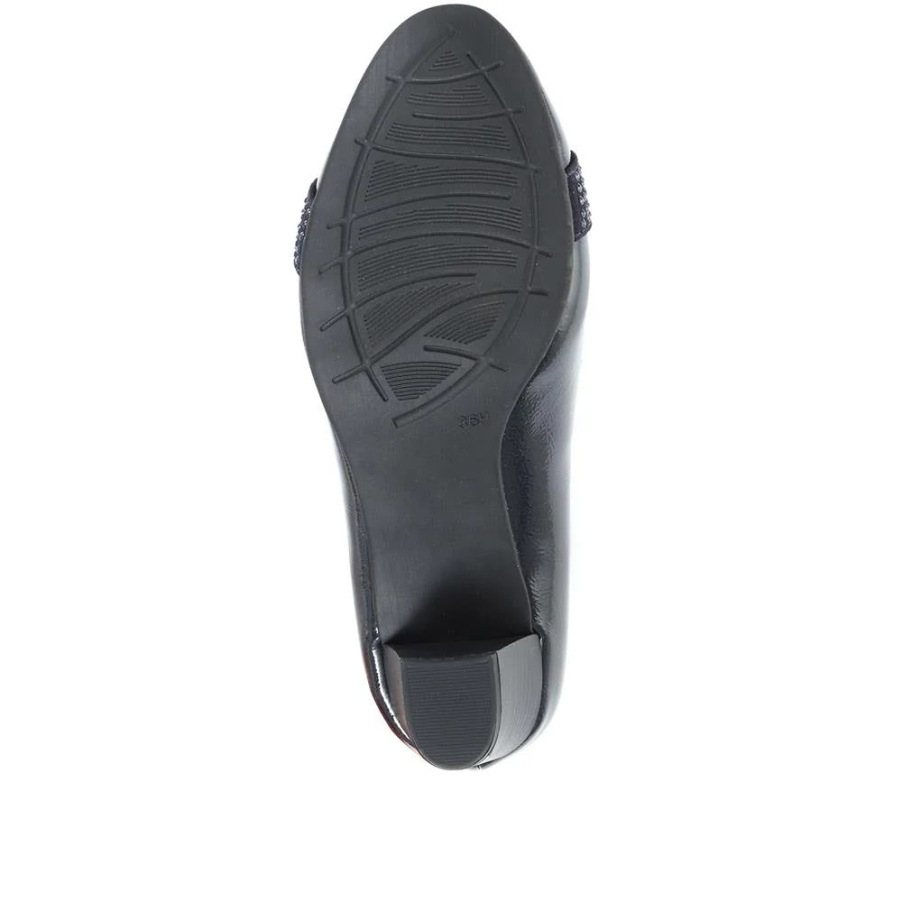 Block Heeled Court Shoes - JANSP36107 / 322 571 - Navy Patent - Image 5