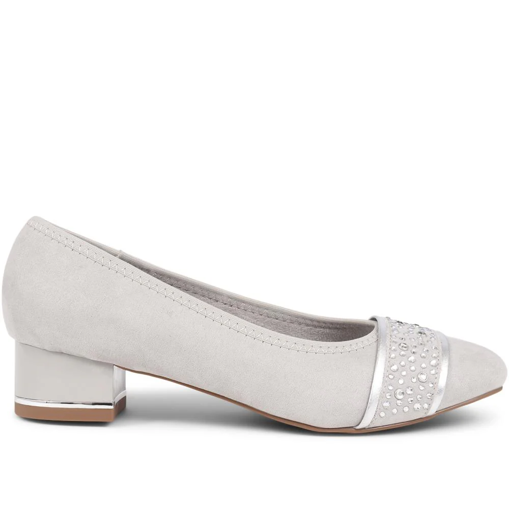 Block Heeled Court Shoes - PLAN36001 / 322 525 - Light Grey - Image 2