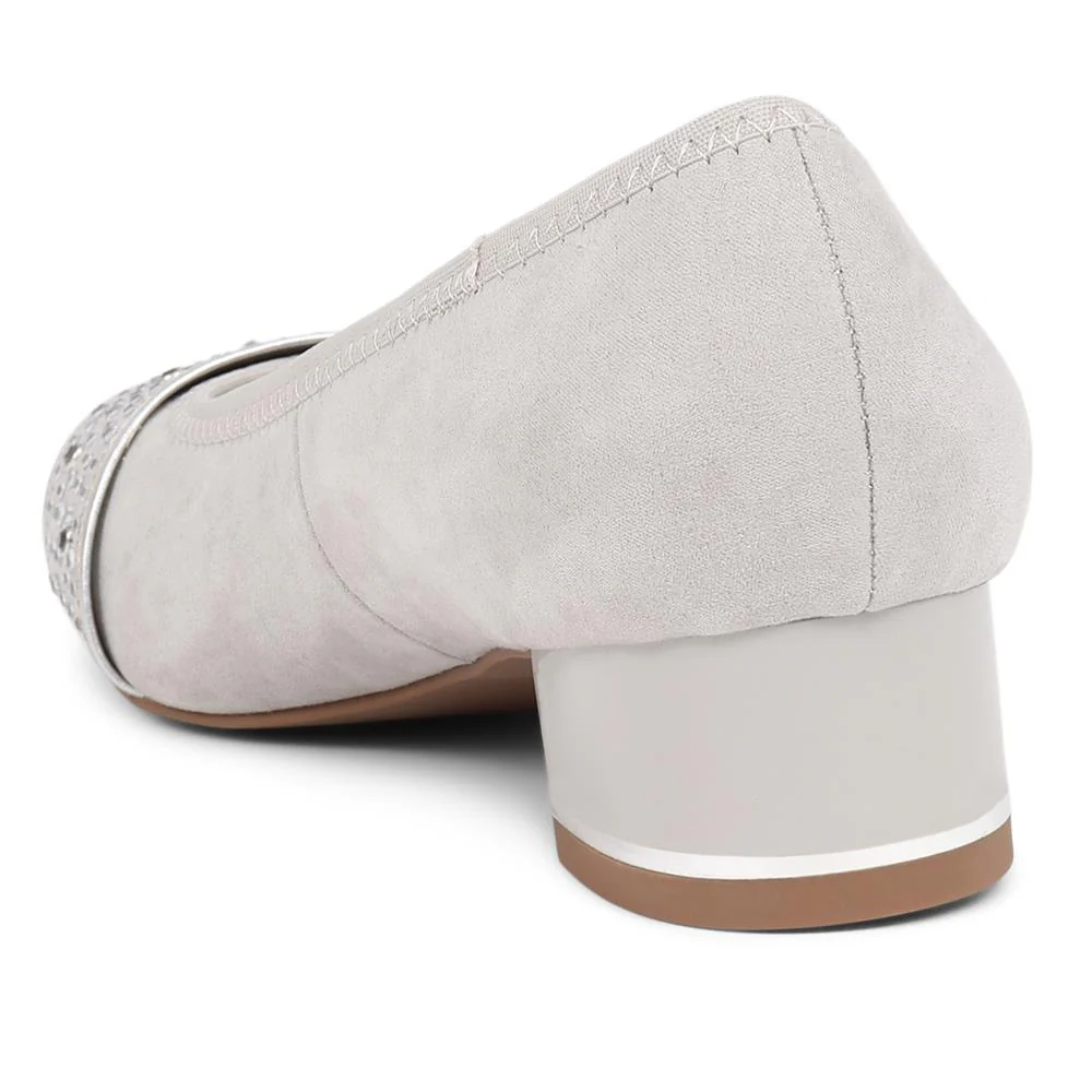 Block Heeled Court Shoes - PLAN36001 / 322 525 - Light Grey - Image 3