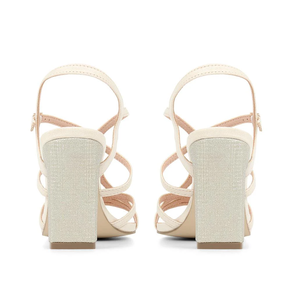 Block Heeled Party Shoes - MENBU35506 / 321 870 - Stone - Image 3