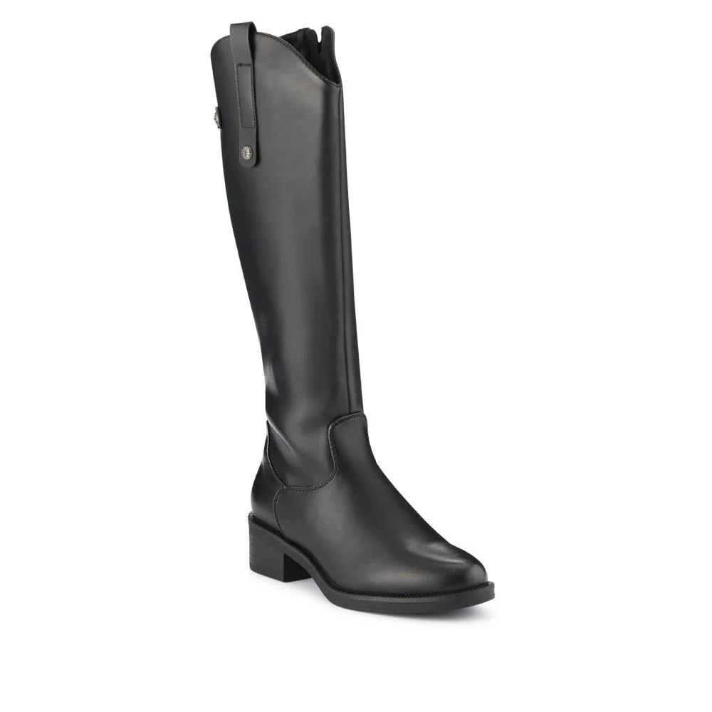 Block-Heeled Slip-On Long Boots - WOIL40015 / 325 916 - Black