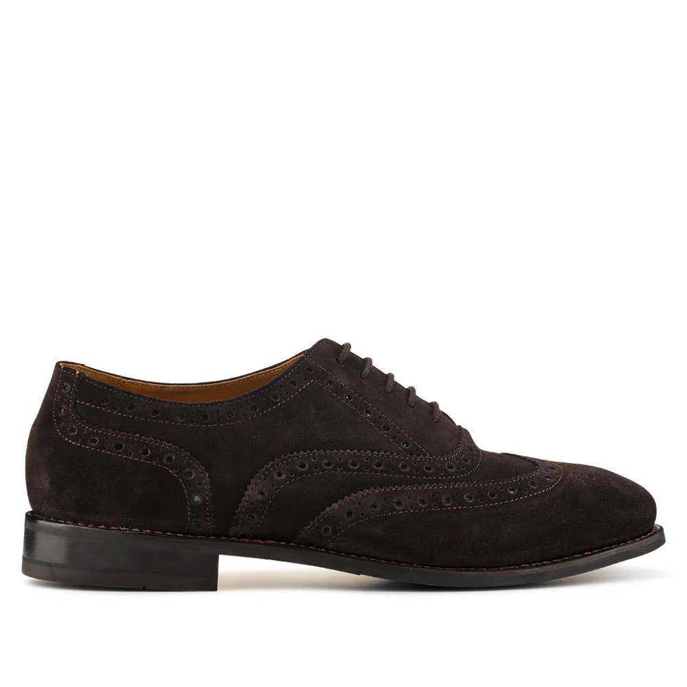 Braxton Leather Brogues - BRAXTON / 326 034 - Dark Brown Suede - Image 2