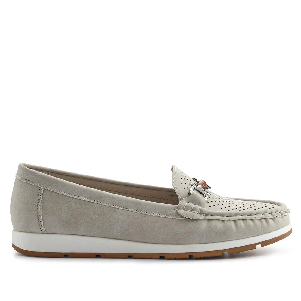 Breathable Buckle Detailed Moccasins - BAIZH41039 / 327 317 - Grey - Image 3