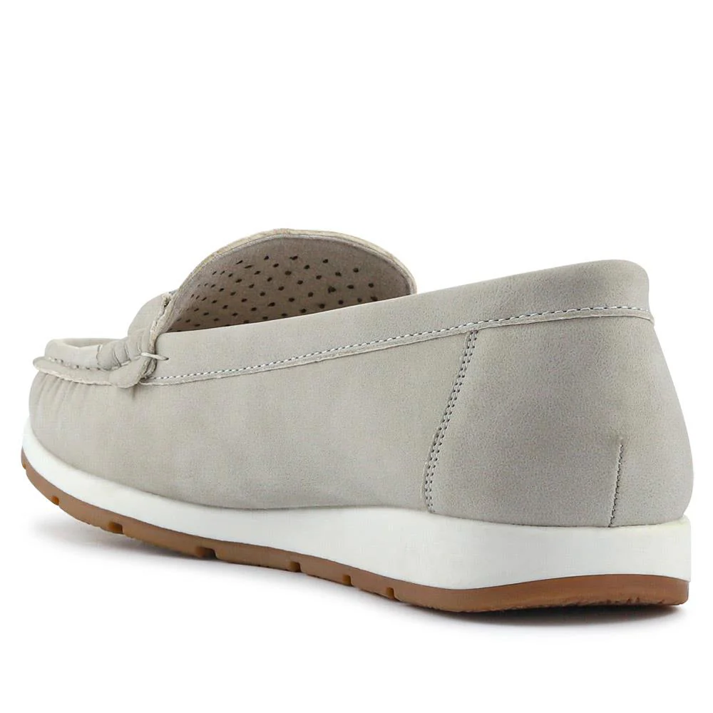 Breathable Buckle Detailed Moccasins - BAIZH41039 / 327 317 - Grey - Image 4